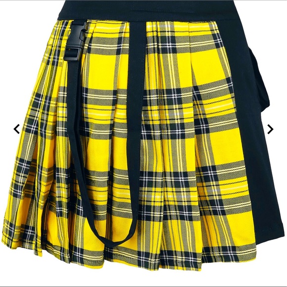NWT UK GOTH PLAID PLEATED SKIRT W/ STRAPS - Picture 2 of 9